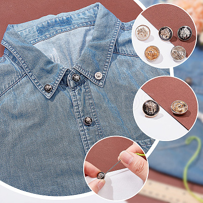 30Pcs 3 Colors 1-Hole Alloy Buttons BUTT-AR0001-25-1