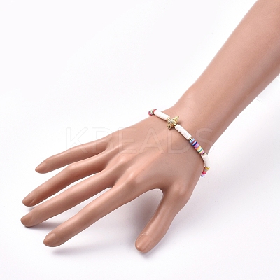Handmade Polymer Clay Heishi Bead Stretch Bracelets BJEW-JB05078-01-1