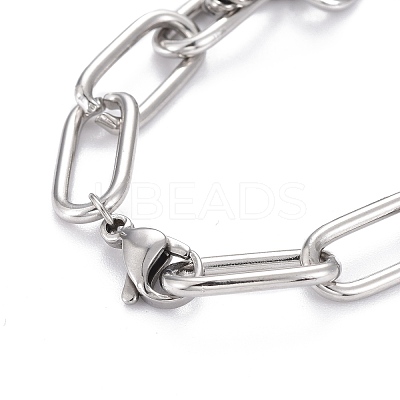 Tarnish Resistant 304 Stainless Steel Paperclip Chain Bracelets BJEW-F412-02P-1