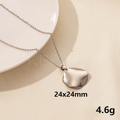 Stainless Steel Flat Round Pendant Necklaces FU8631-11-1