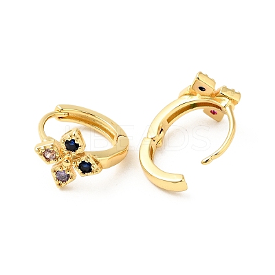 Cubic Zirconia Flower Hoop Earrings EJEW-G312-17G-01-1