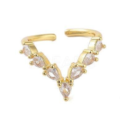 Brass Pave Cubic Zirconia Cuff Rings RJEW-U012-04G-03-1