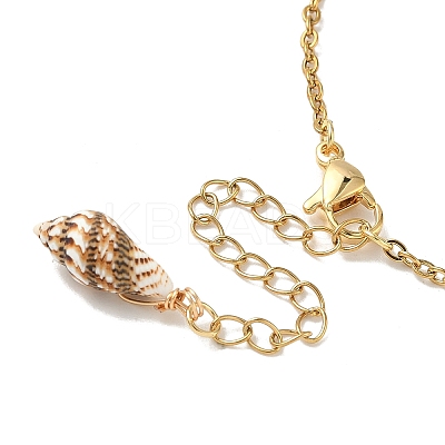Natural Spiral Shell & Glass Pearl Charm Bracelets BJEW-JB09973-1