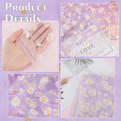 4 Yard Daisy Pattern Nylon Mesh Fabric AJEW-WH0314-459A-1
