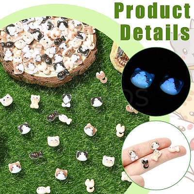 100Pcs Cat & Fish Resin Cabochons MRMJ-CJ0001-40-1