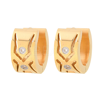304 Stainless Steel Clear Cubic Zirconia Hoop Earrings EJEW-L307-12G-02-1