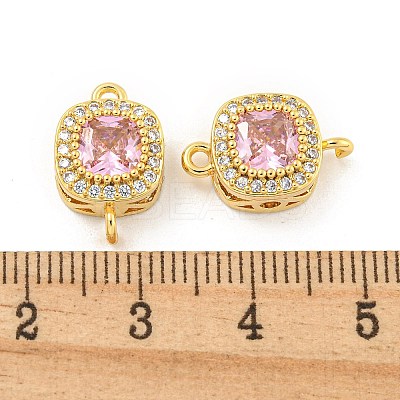 Brass Pave Cubic Zirconia Connector Charms KK-B096-05G-01-1
