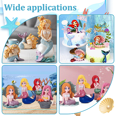 12Pcs 4 Styles Mermaid Resin Display Decorations DJEW-GA0001-45-1