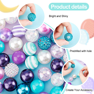 1 Set 5 Styles Resin Round Beads Set RESI-PH0001-98A-1