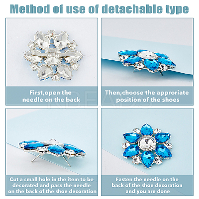 8Pcs 4 Colors Zinc Alloy Crystal Rhinestone Shoe Decorations FIND-HY0002-29-1