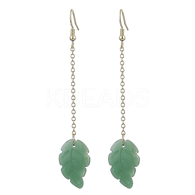Glass Leaf & 304 Stainless Steel Dangle Earrings for Women EJEW-JE06232-1