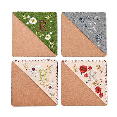 4Pcs Letter Personalized Hand Embroidered Corner Bookmarks JX587R-1