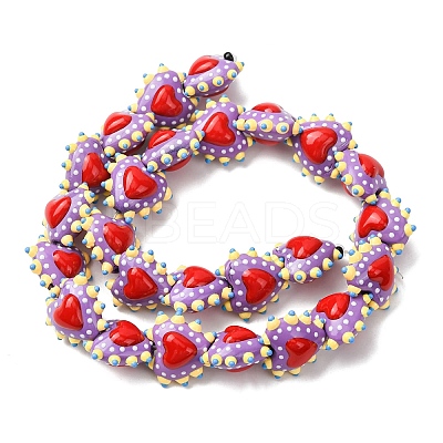 Baking Paint Glass Bumpy Beads Heart LAMP-V001-09G-1