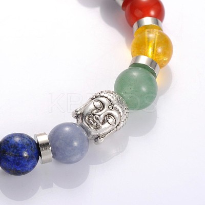 Buddha Head Gemstone Beaded Stretch Bracelets BJEW-JB01862-04-1