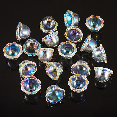 30Pcs UV Plating Acrylic Bead Caps PACR-TA0001-17E-1