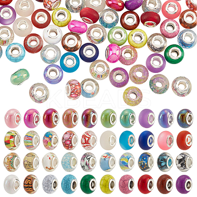 100Pcs 5 Styles Resin & Acrylic European Beads RPDL-NB0001-24-1