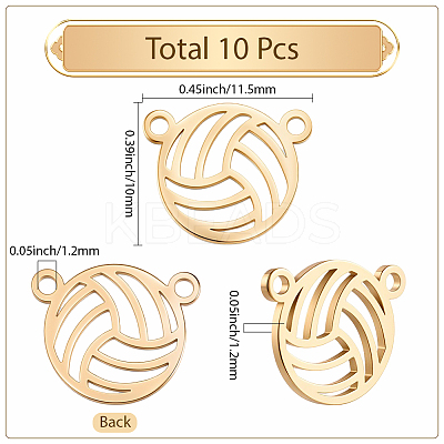 10Pcs Stainless Steel Sport Ball Outline Links Connector Charms STAS-SC0010-17A-G-1