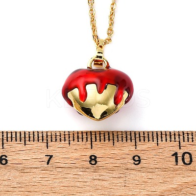 Brass FireBrick Enamel Pendant Necklaces for Women NJEW-K381-08B-G-1