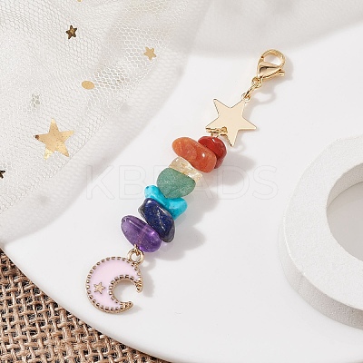 Moon Alloy Enamel Pendant Decorations HJEW-JM01276-04-1