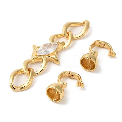 Star Brass Fold Over Clasps KK-A227-30G-1