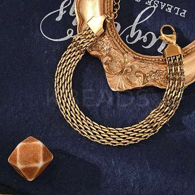Ion Plating(IP) 304 Stainless Steel Mesh Chain Bracelet BJEW-G669-14G-1