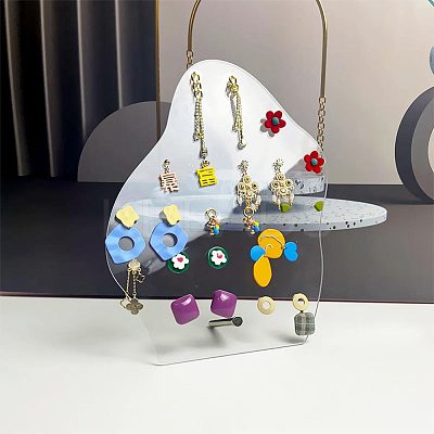Transparent Acrylic Slant Back Earring Display Stands EDIS-WH0016-046-1
