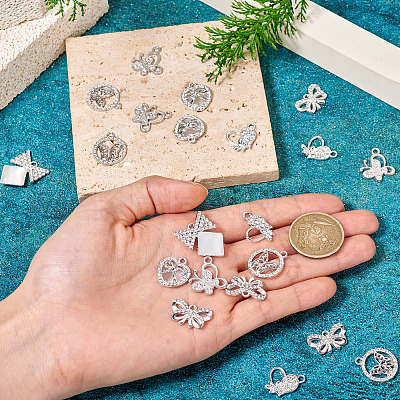 24Pcs 6 Styles Alloy Crystal Rhinestone Pendants FIND-TA0006-20P-1