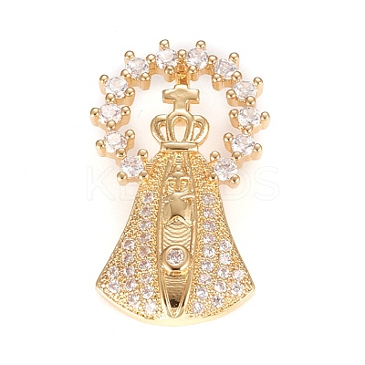 Brass Micro Pave Clear Cubic Zirconia Pendants KK-O126-12G-1