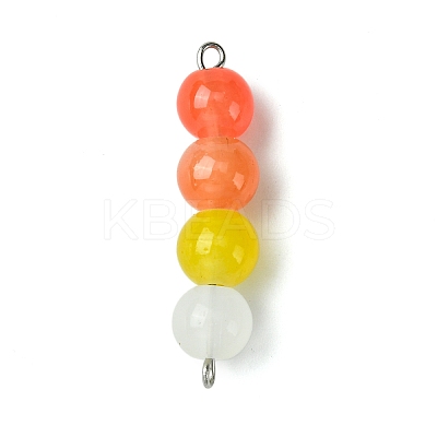 Gradient Color Round Glass Beaded Connector Charms PALLOY-JF02805-1