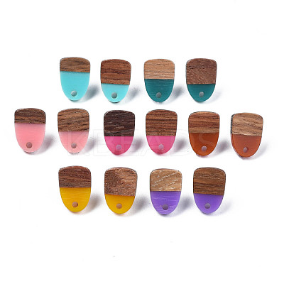 Resin & Walnut Wood Stud Earring Findings MAK-N032-026A-1