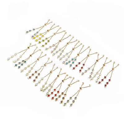 Real 18K Gold Plated Half Finished Brass Rhinestone Box Chains Bracelet MAK-M026-01G-1