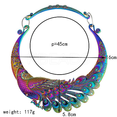 Ethnic Style Alloy Peacock Bib Necklaces FS-WG6E760-01-1