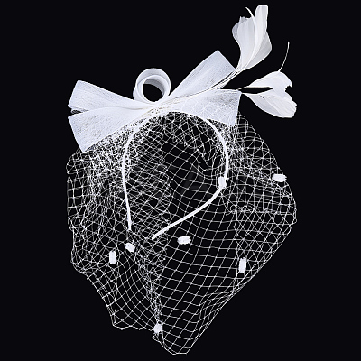 Gauze Mesh Veil Cloth with Aligator Hair Clip AJEW-WH20018-97B-1