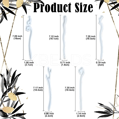 5Pcs 5 Style Hairpin DIY Silicone Molds DIY-YW0009-34-1