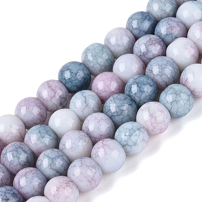 Ombre Effect Opaque Crackle Glass Beads Strands GLAA-Q106-01A-A02-1