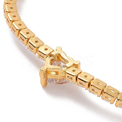 Clear Cubic Zirconia Tennis Bracelet with Heart BJEW-E015-03G-1