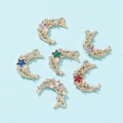 6Pcs 6 Colors Acrylic Rhinestone Pendants FIND-FS0001-39-1-1