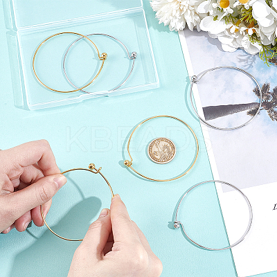 6Pcs 2 Colors 304 Stainless Steel Bangles for Women BJEW-UN0001-59-1