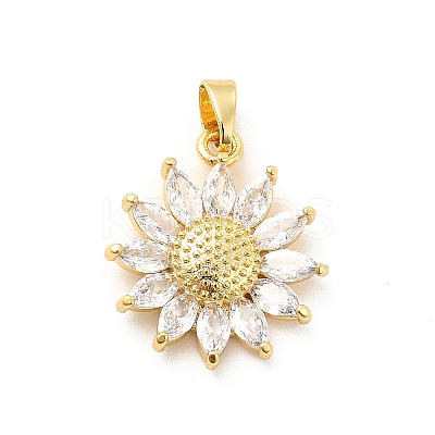 Brass Micro Pave Clear Cubic Zirconia Pendants KK-I695-022G-1