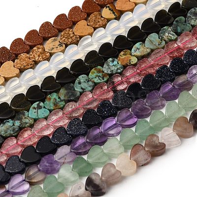 Heart Natural & Synthetic Mixed Gemstone Bead Strands G-L420-25-6mm-M-1