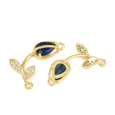 Rack Plating Brass Micro Pave Clear Cubic Zirconia Flower Connertor Charms KK-Z043-03K-1