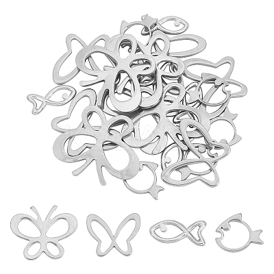 24Pcs 4 Style 304 Stainless Steel Linking Rings STAS-UN0023-74-1