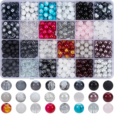 DIY Round Imitation Acrylic Pearl and Glass Beads Jewelry Making Finding Kits DIY-SP0002-78D-1