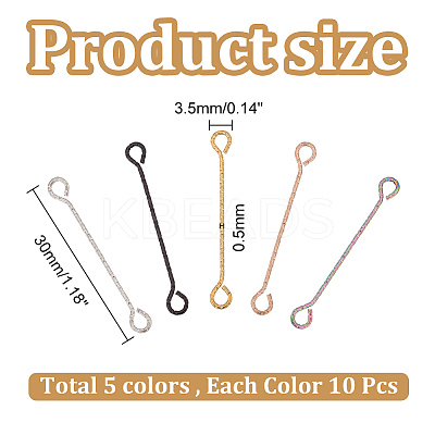 50Pcs 5 Colors 316 Surgical Stainless Steel Eye Pins STAS-UN0050-56-1
