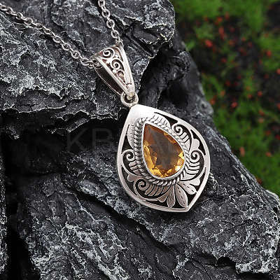 Alloy Topaz Rhinestone Pendant Necklaces FS-WG9981E-01-1