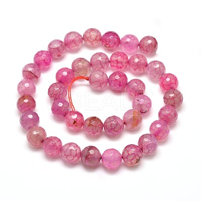 Dyed Natural Agate Faceted Round Beads Strands G-E268-02-1