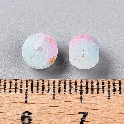 Frosted Baking Paint Crackle Glass Beads with Glitter Powder DGLA-T004-6mm-01L-1