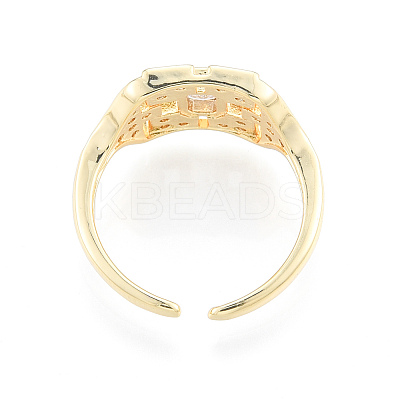 Cubic Zirconia Snowflake Open Cuff Ring RJEW-N035-136-1