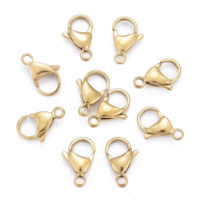 Ion Plating(IP) 304 Stainless Steel Lobster Claw Clasps X-STAS-H353-F-02G-1