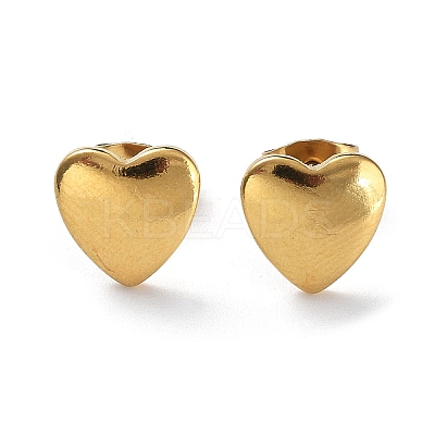 Ion Plating(IP) 304 Stainless Steel Heart Ear Studs for Women EJEW-P234-19G-1